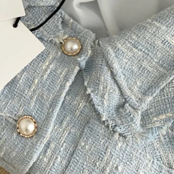 Two Piece Sky Blue Tweed Set - Picture 6 of 11